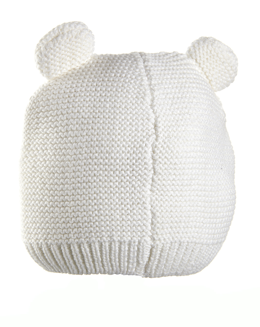 Cappello in tricot bianco con orecchie