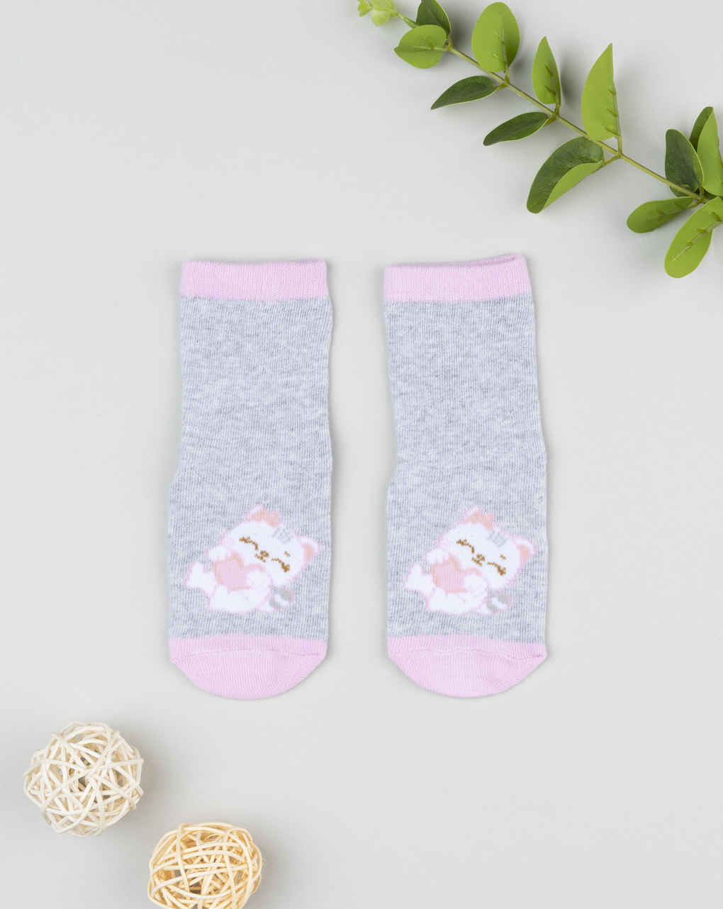 Antiscivolo bimba grigi gattino