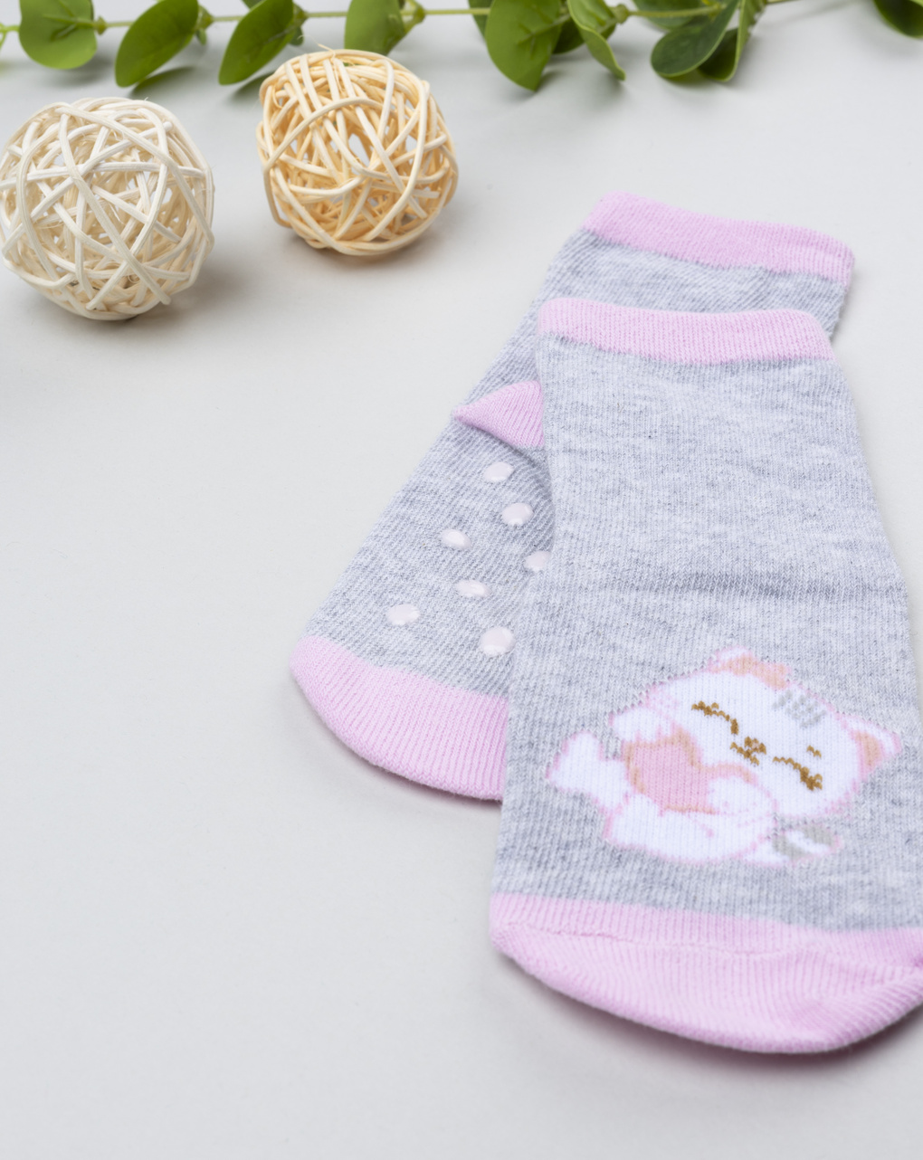 Antiscivolo bimba grigi gattino