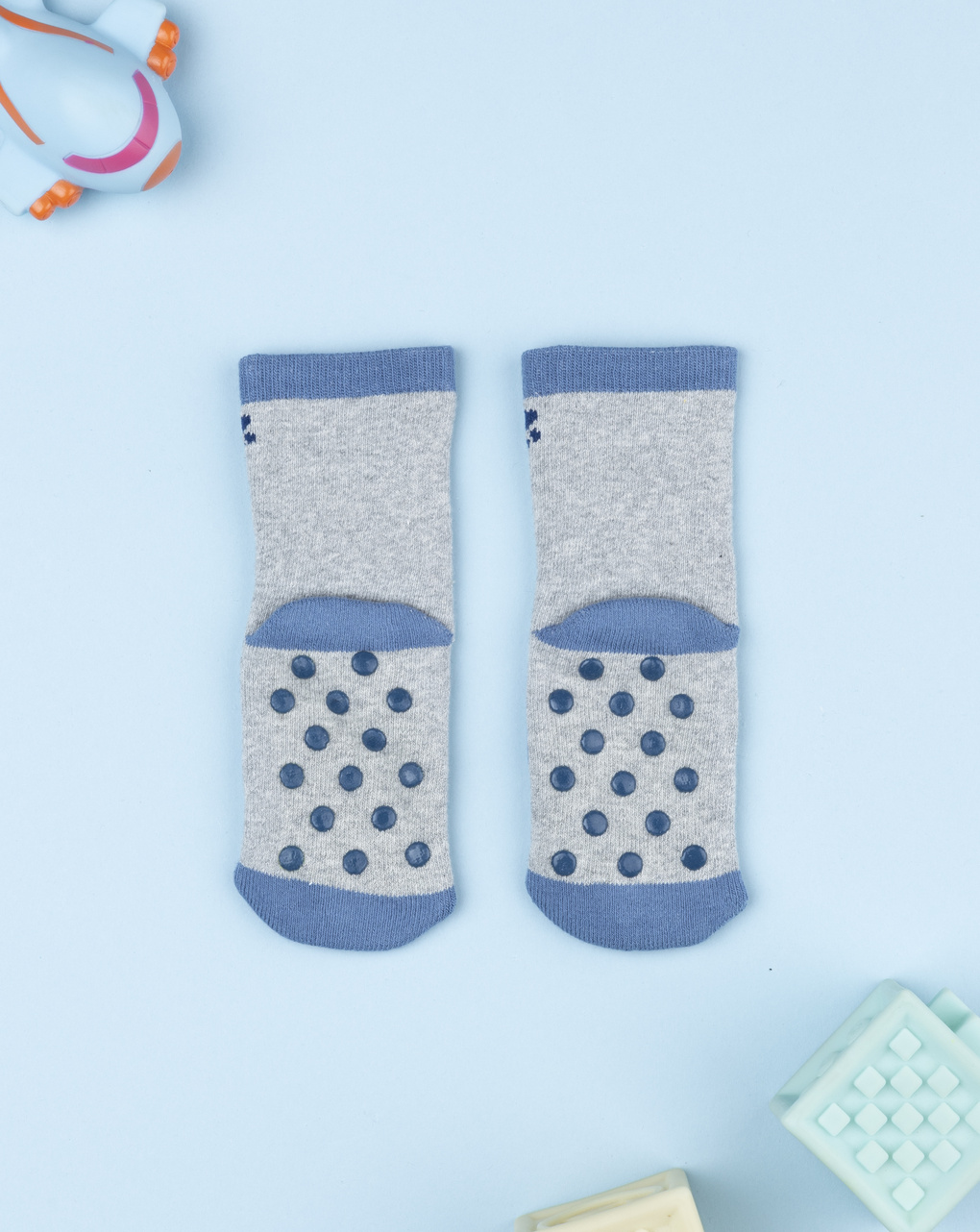 Antiscivolo bimbo grigio/blu cagnolino