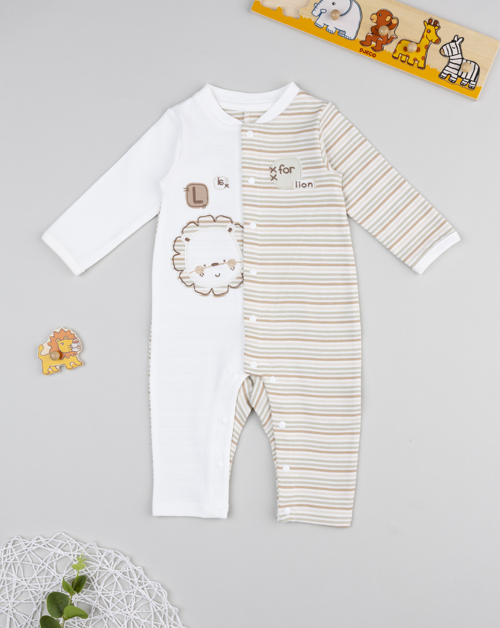 Tutina bimbo bicolor righe/lion