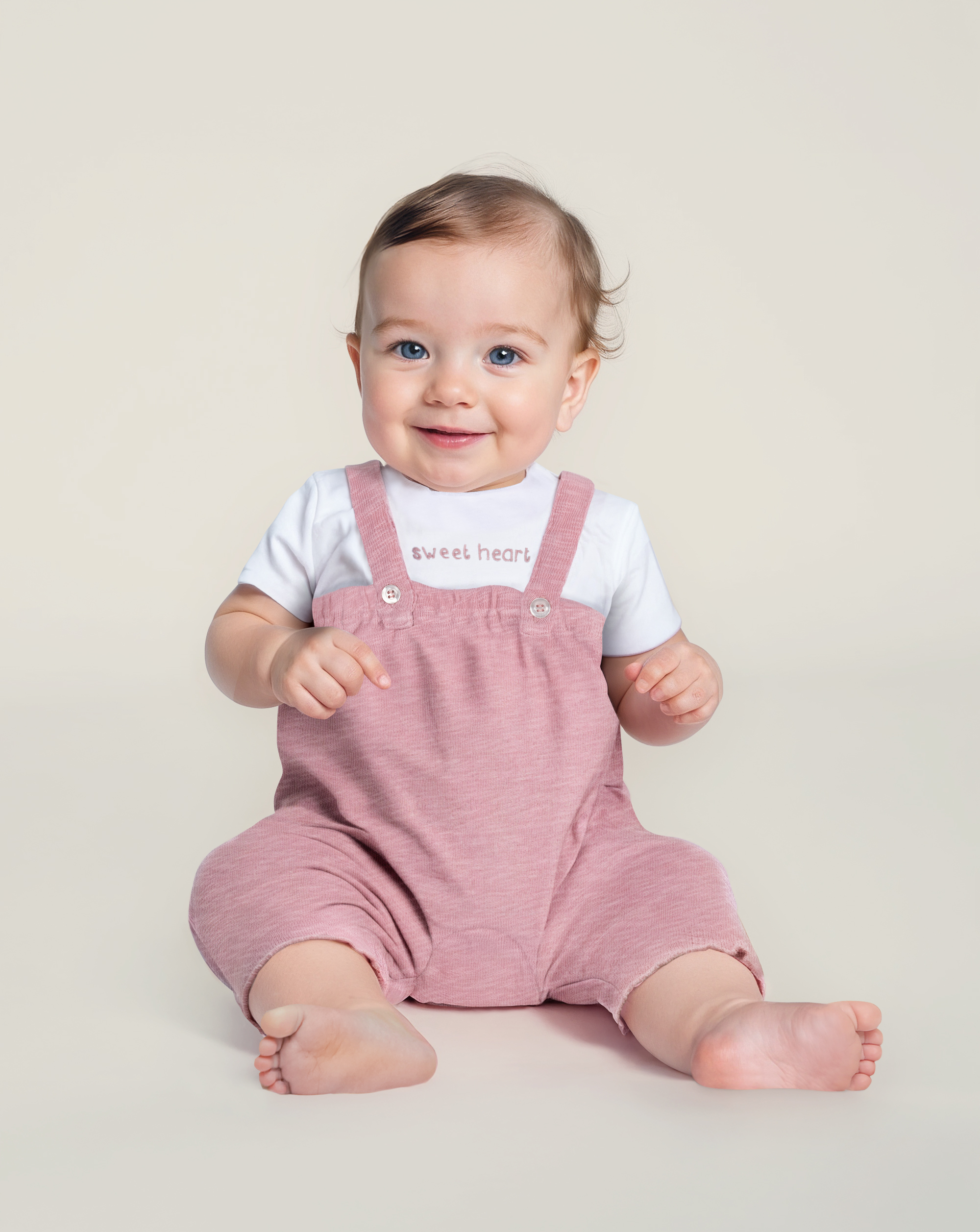 Completo premium bimba t-shirt e salopette lunga rosa