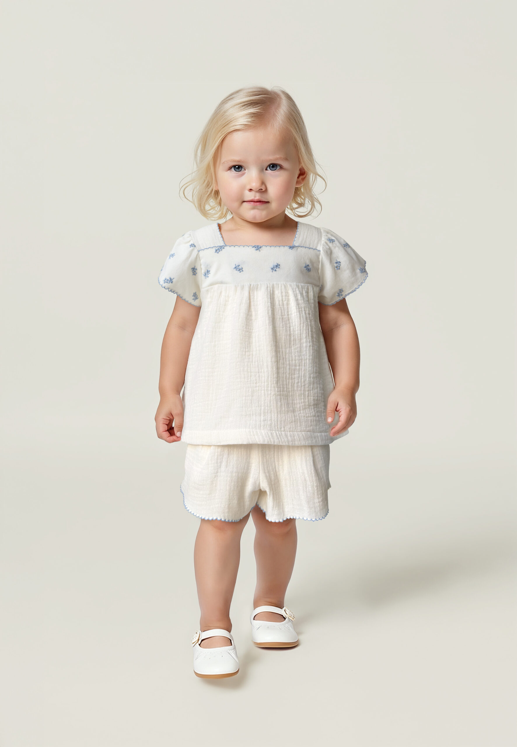 Blusa premium panna con ricami