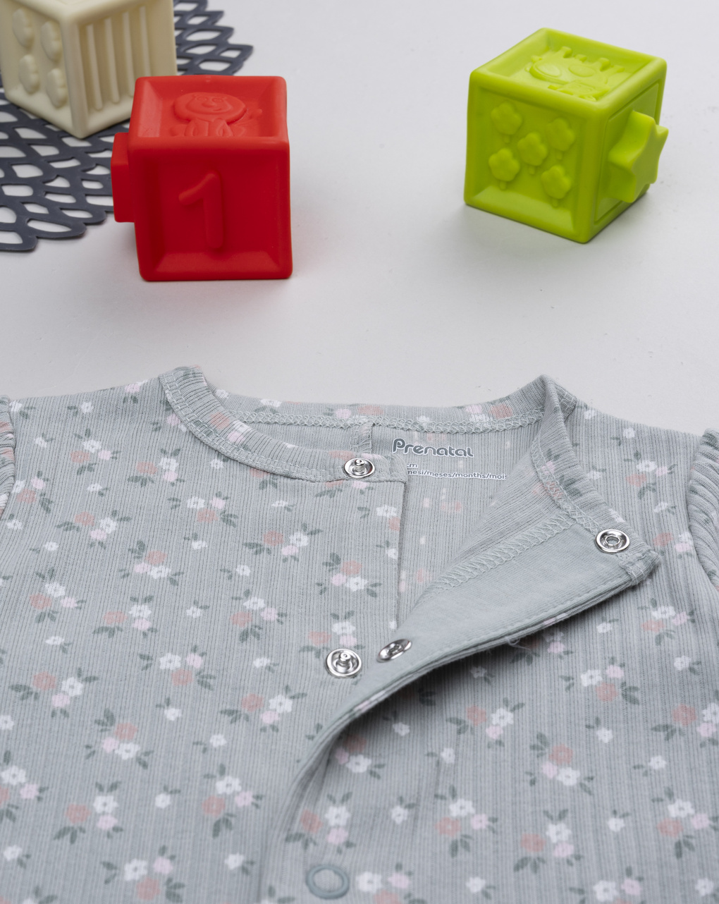 Tutina bimba verde rib fiorellini allover