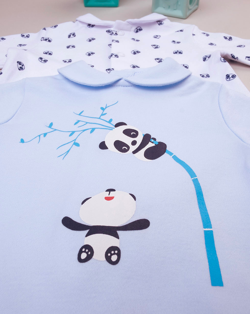 Pack 2 tutine in interlock bianco e azzurro