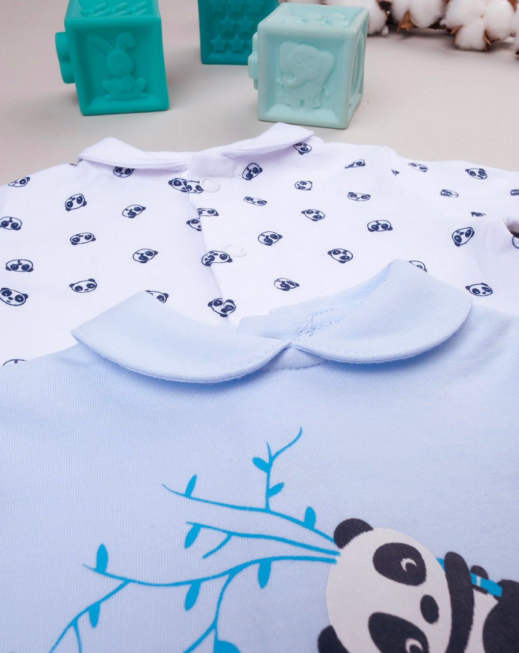 Pack 2 tutine in interlock bianco e azzurro