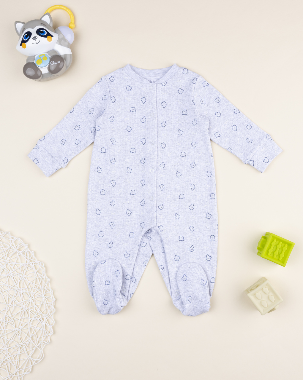 Tutina bimbo grigia orsetti allover