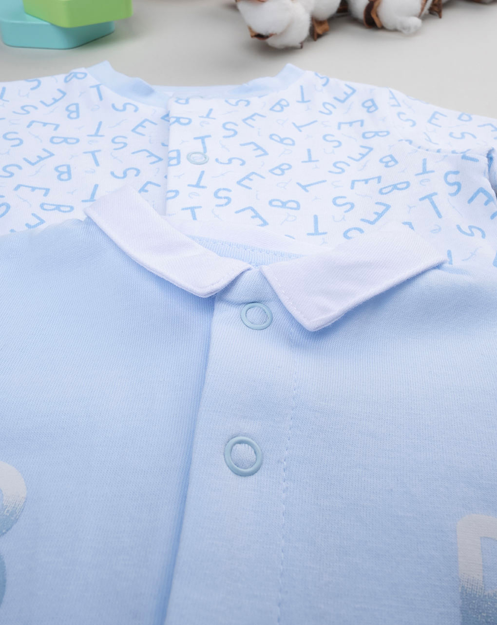 Pack 2 tutine azzurre e bianche con scritte