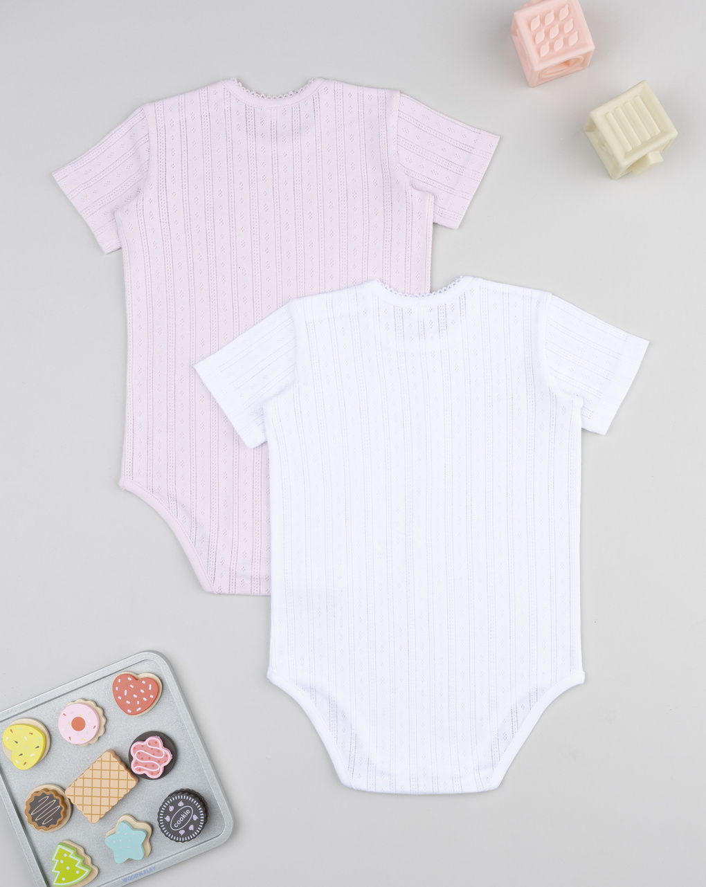 Pack 2 body bimba bianco/rosa maniche corte