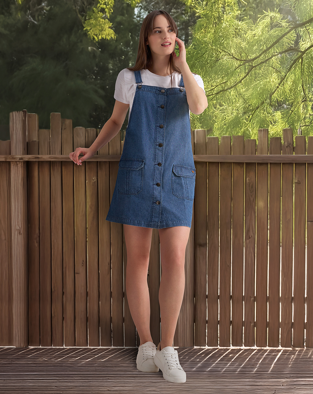 Abito salopette premaman allattamento con bottoni