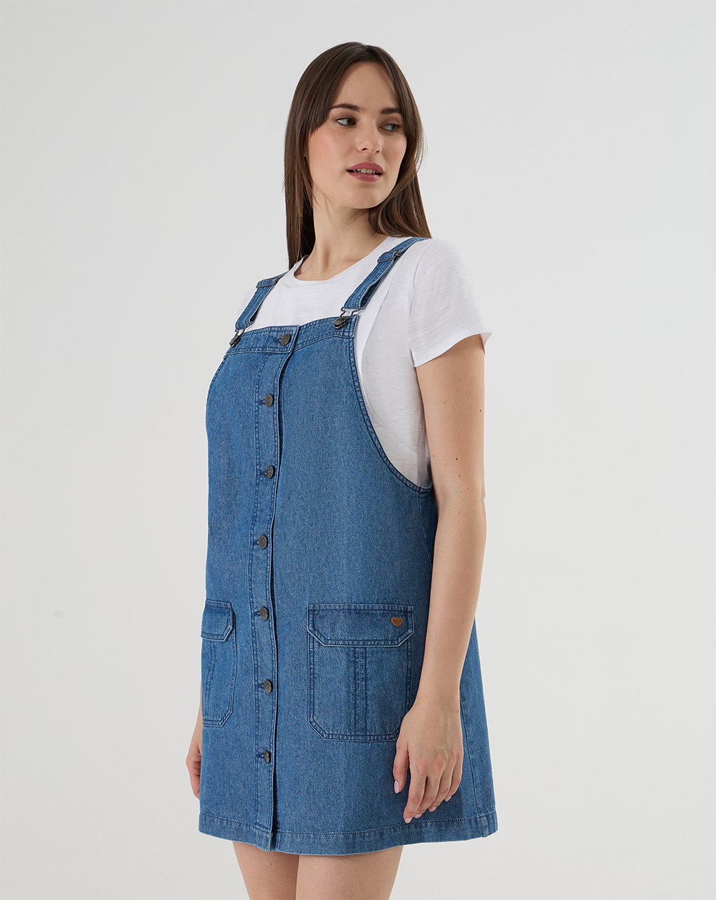 Abito salopette premaman allattamento con bottoni