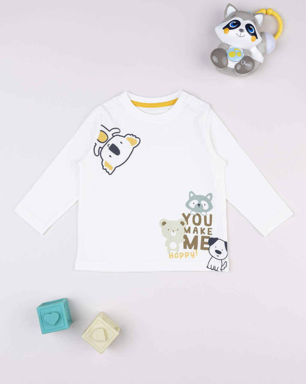 T-shirt bimbo bianca stampa "you make me happy"