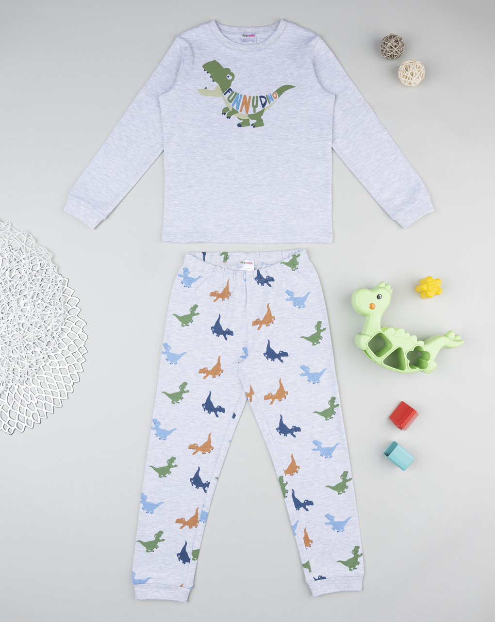 Pigiama bimbo grigio dinosauro