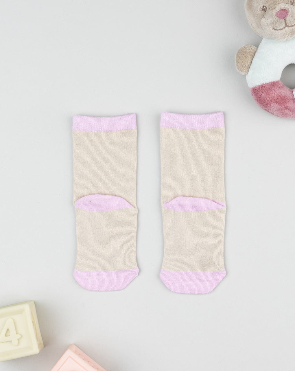 Antiscivolo bimba beige/rosa koala