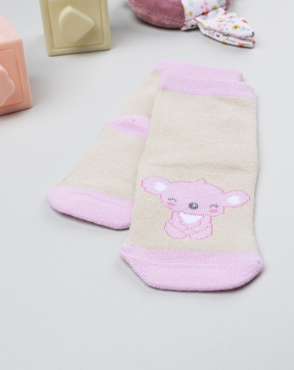 Antiscivolo bimba beige/rosa koala