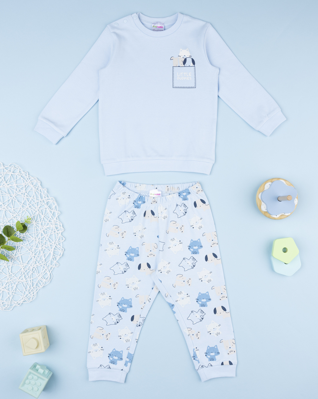 Pigiama bimbo azzurro animaletti