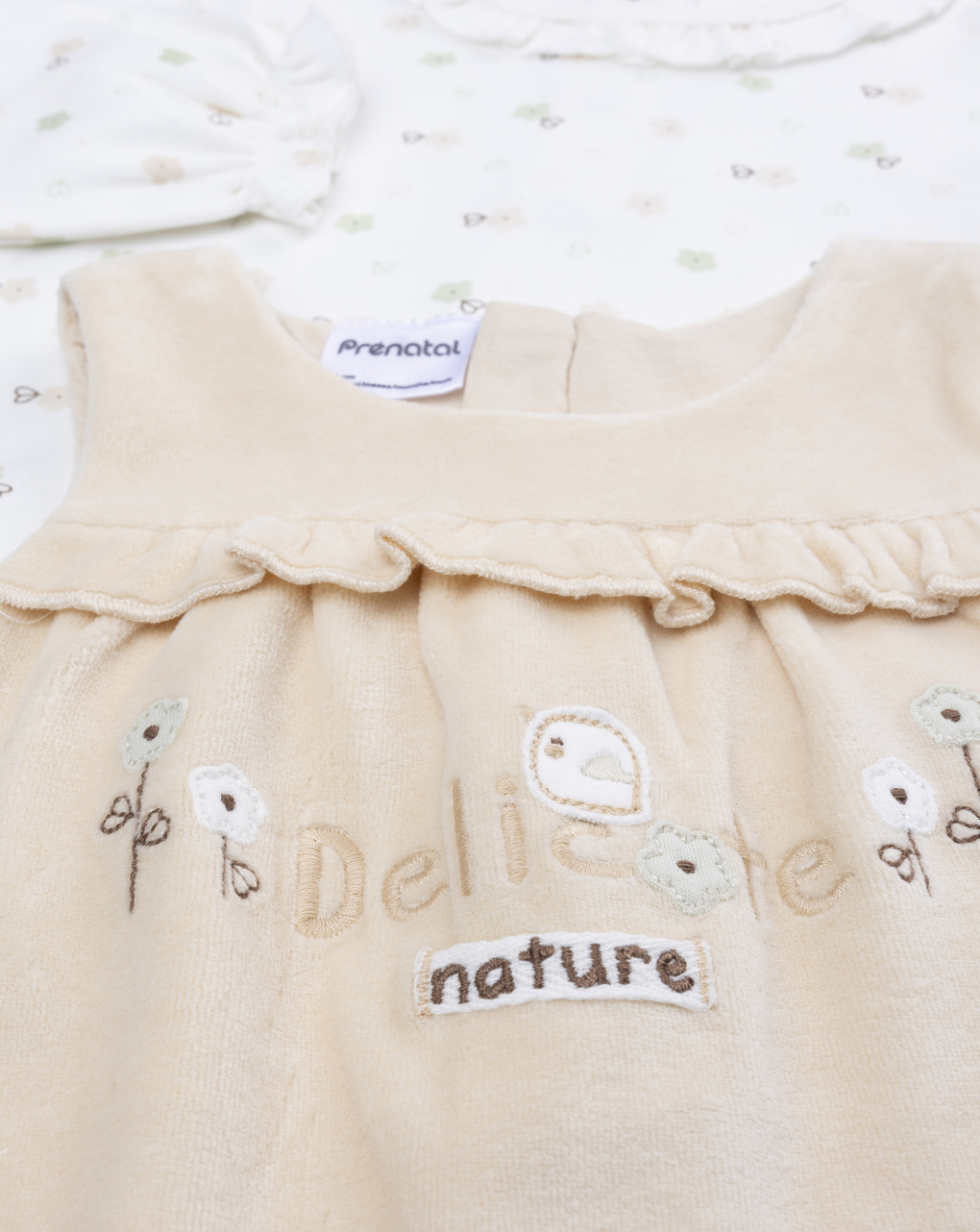 Completo salopette bimba beige nature