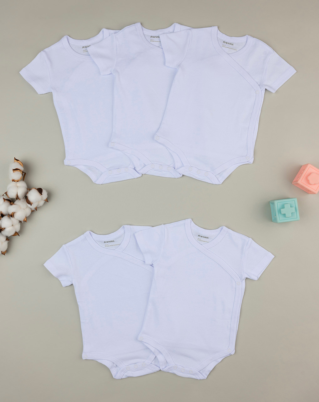 Pack 5 body bianchi con apertura laterale