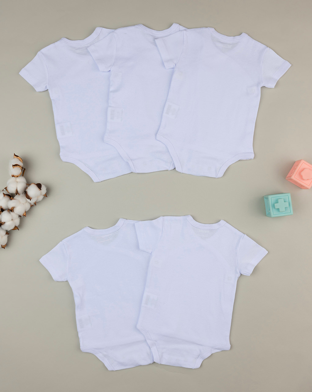 Pack 5 body bianchi con apertura laterale