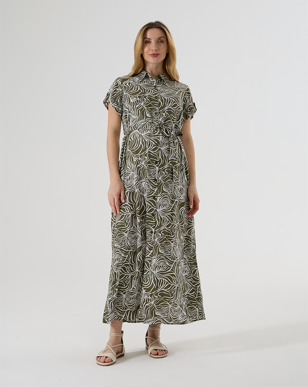 Abito premaman allattamento con stampa verde