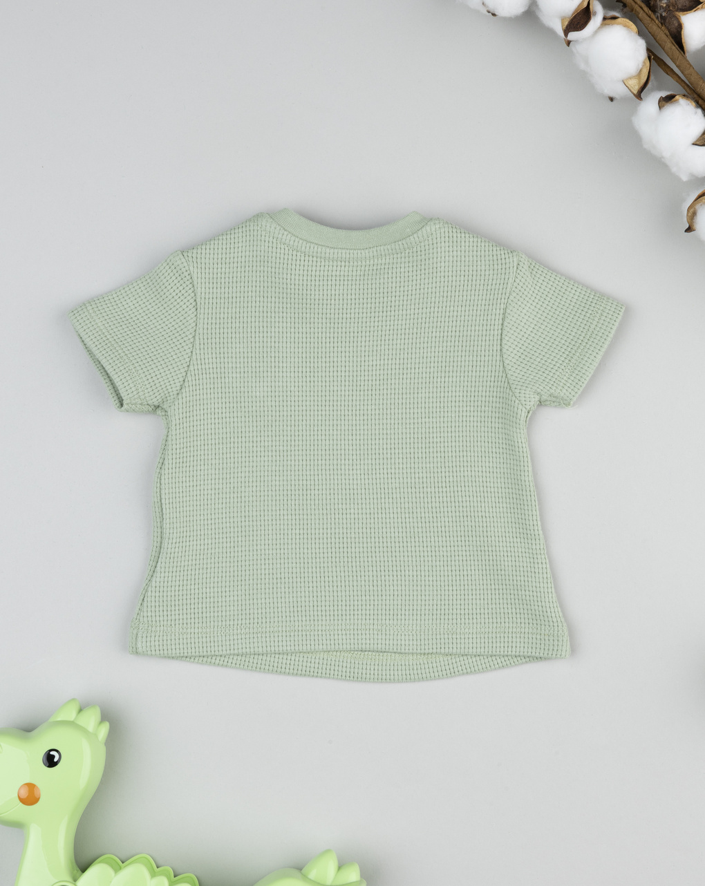 T-shirt bimbo  maniche corte waffle verde