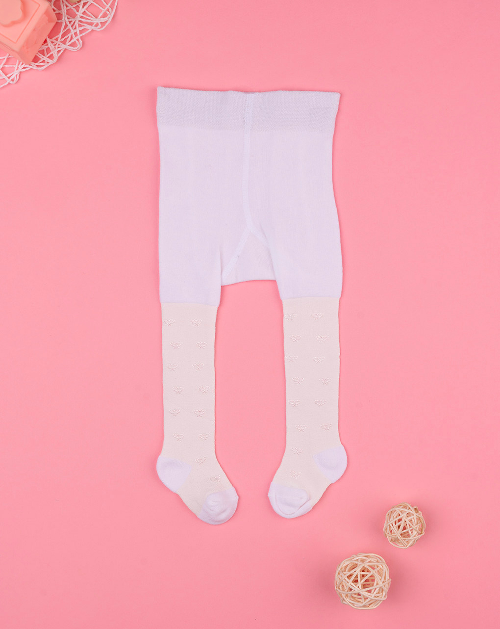 Collant bianche con fiocchi