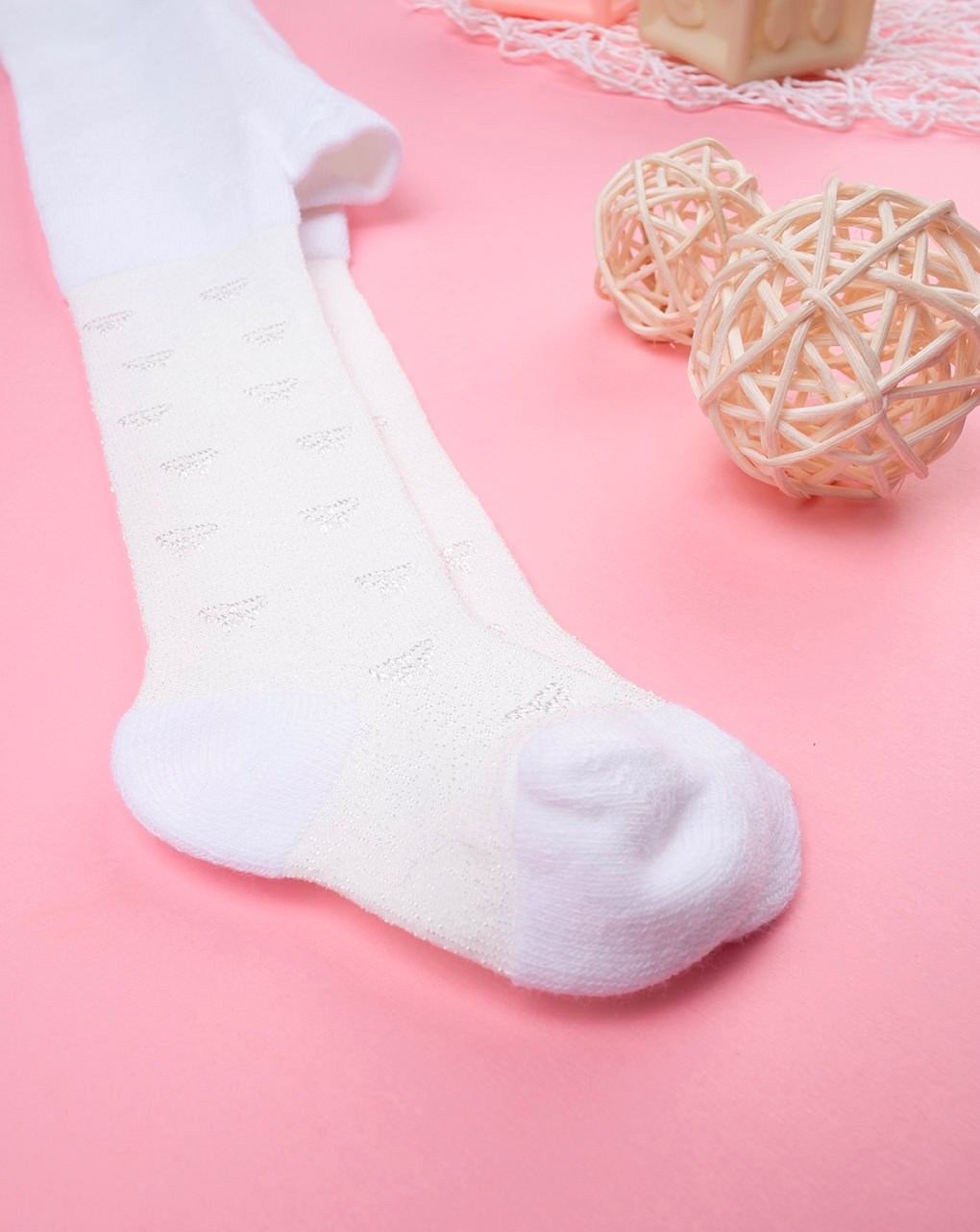 Collant bianche con fiocchi