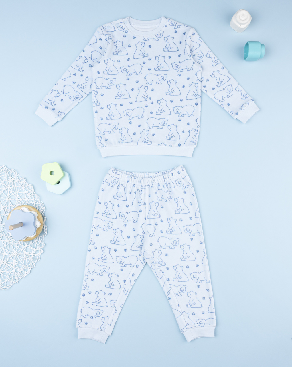 Pigiama bimbo azzurro orsi allover