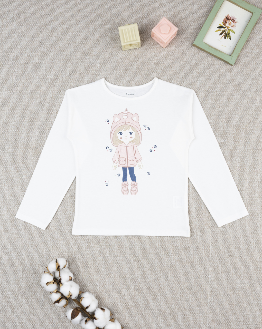 T-shirt bambina bianca stampa bimba unicorno