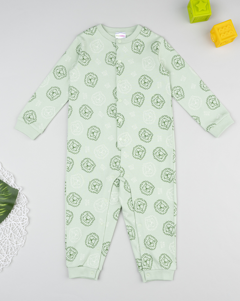 Pigiamone bimbo verde leoni allover