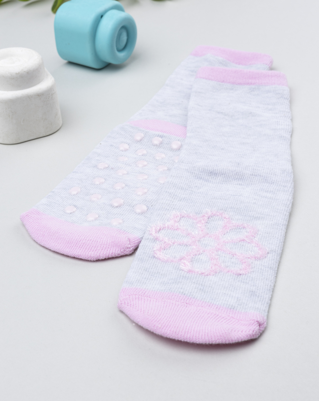 Antiscivolo bimba grigio margherita