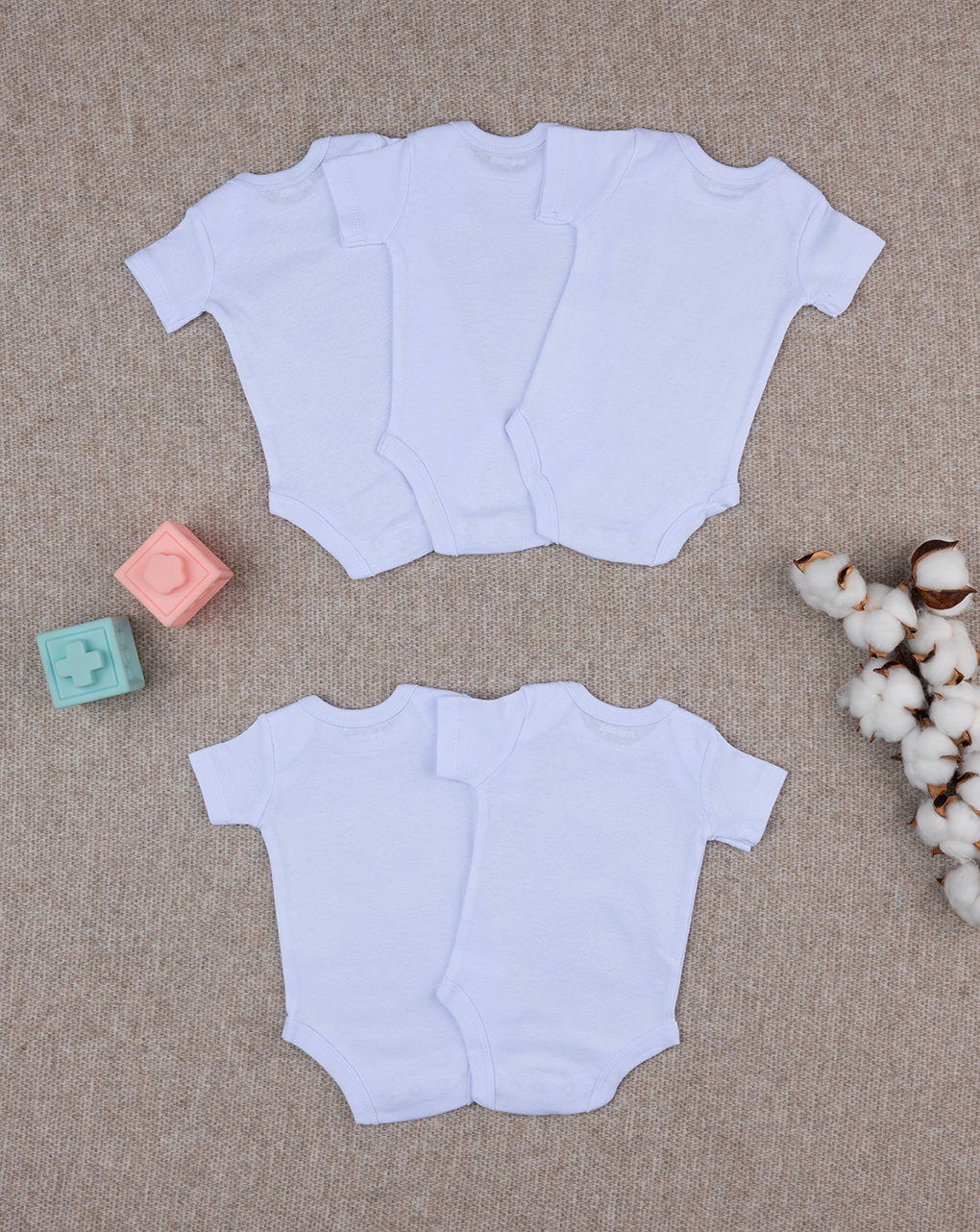 Pack 5 body bianchi con scollo americano