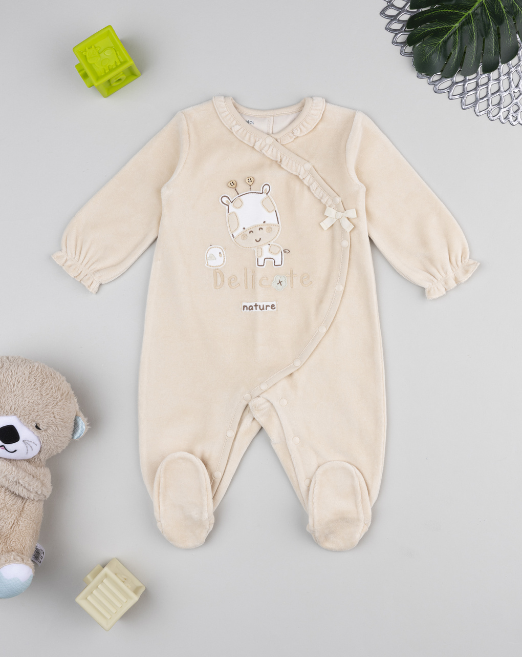 Tutina bimba ciniglia beige giraffa