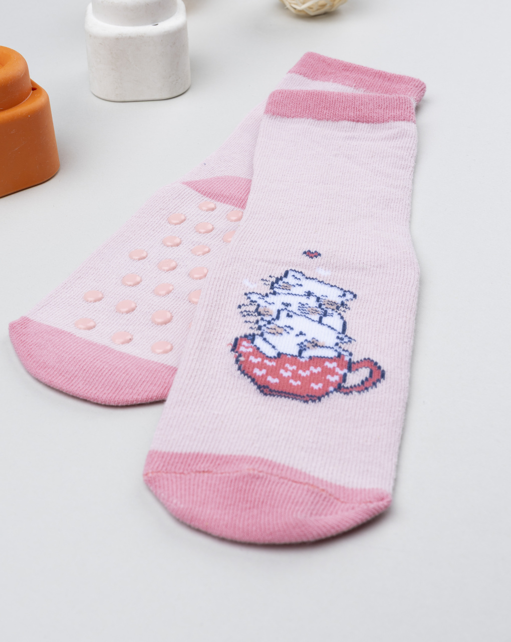 Antiscivolo bimba rosa gatti