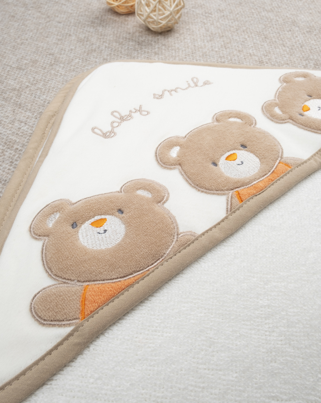 Quadrato spugna bianco unisex orsetti