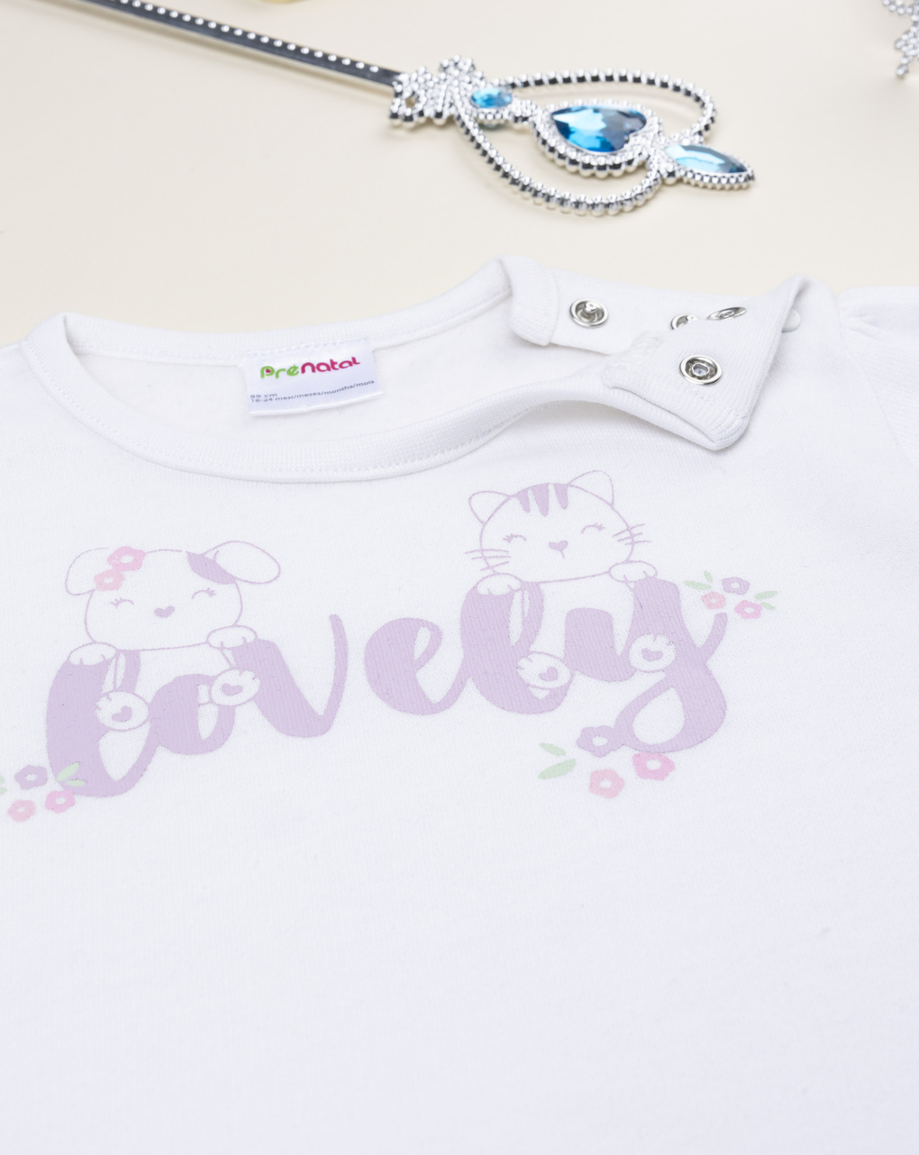 Pigiama  felpato bimba bianco/lilla