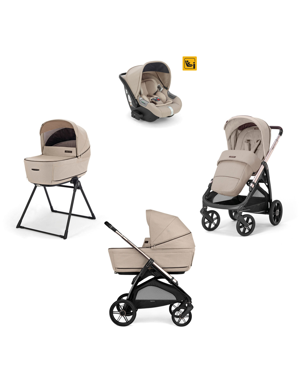 Sistema modulare aptica system quattro colore pashmina beige con telaio palladio e seggiolino auto darwin infant - inglesina