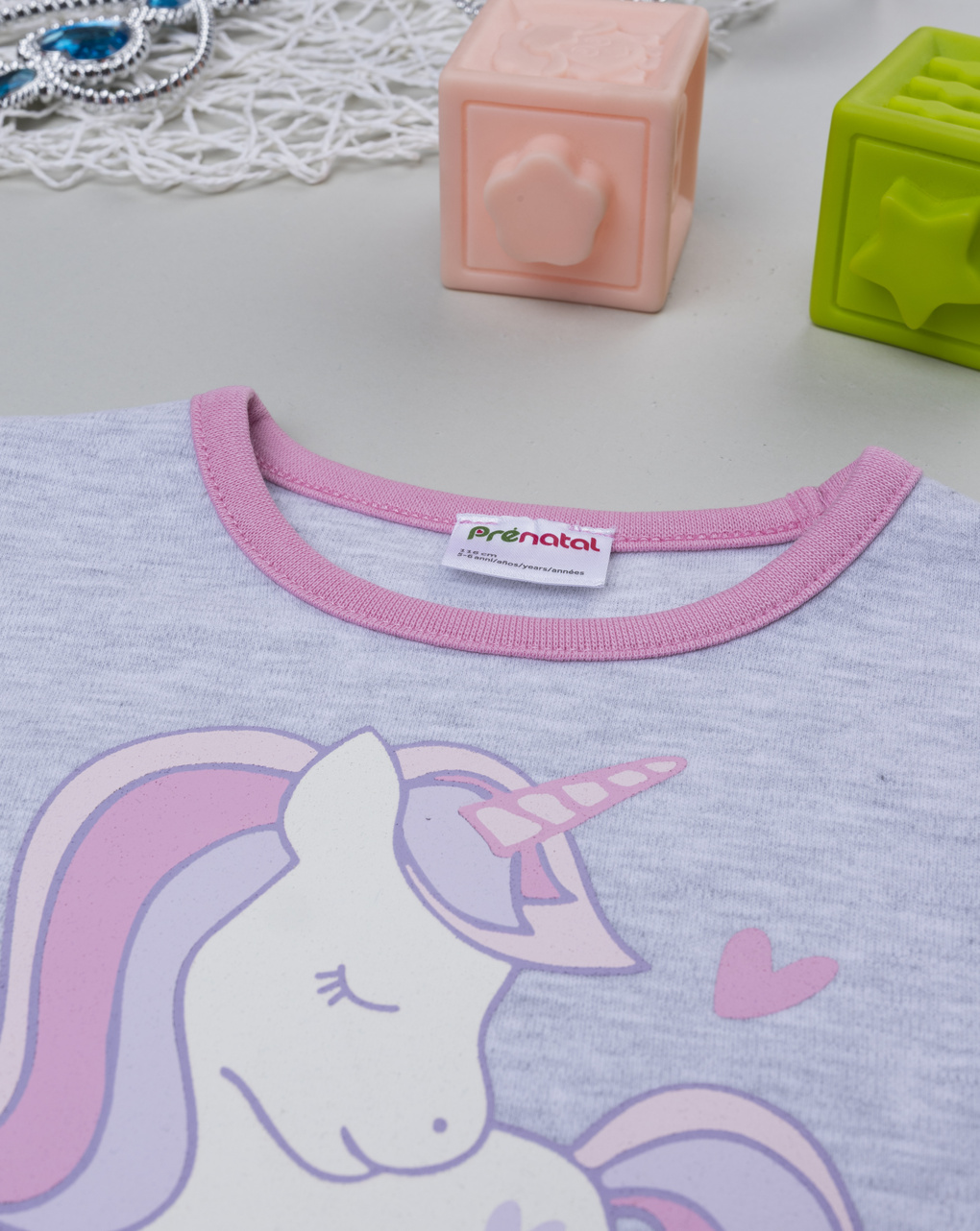 Pigiama bimba grigio/rosa unicorni