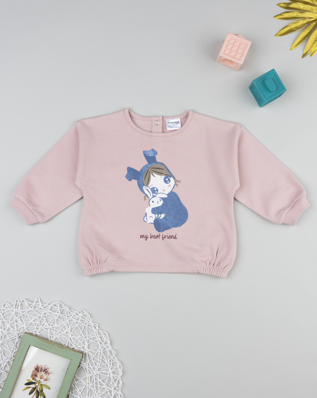 Felpa bimba rosa con stampa