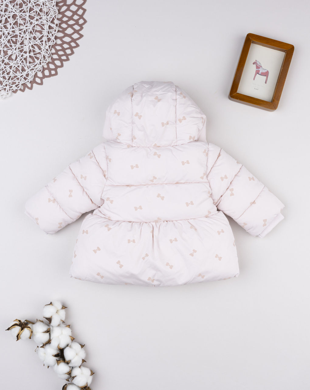 Piumino bimba rosa fiocchetti allover