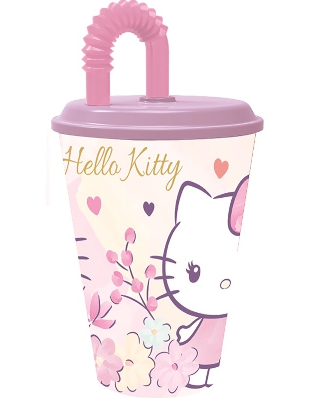 Bicchiere sport con cannuccia - hello kitty