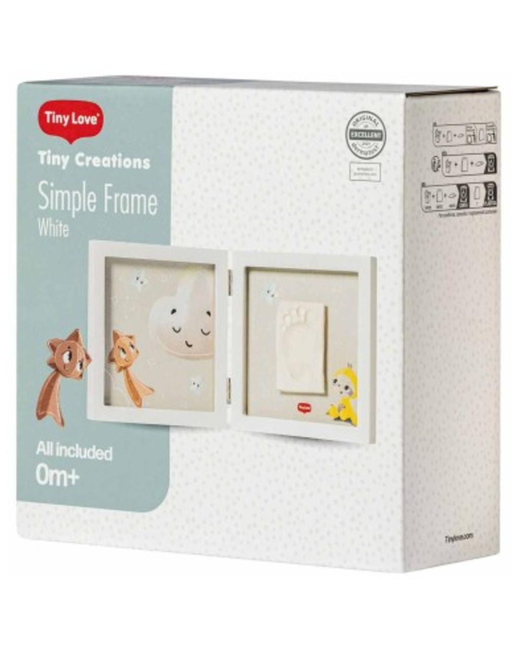 Cornice semplice bianca per impronte e foto del neonato - tiny love