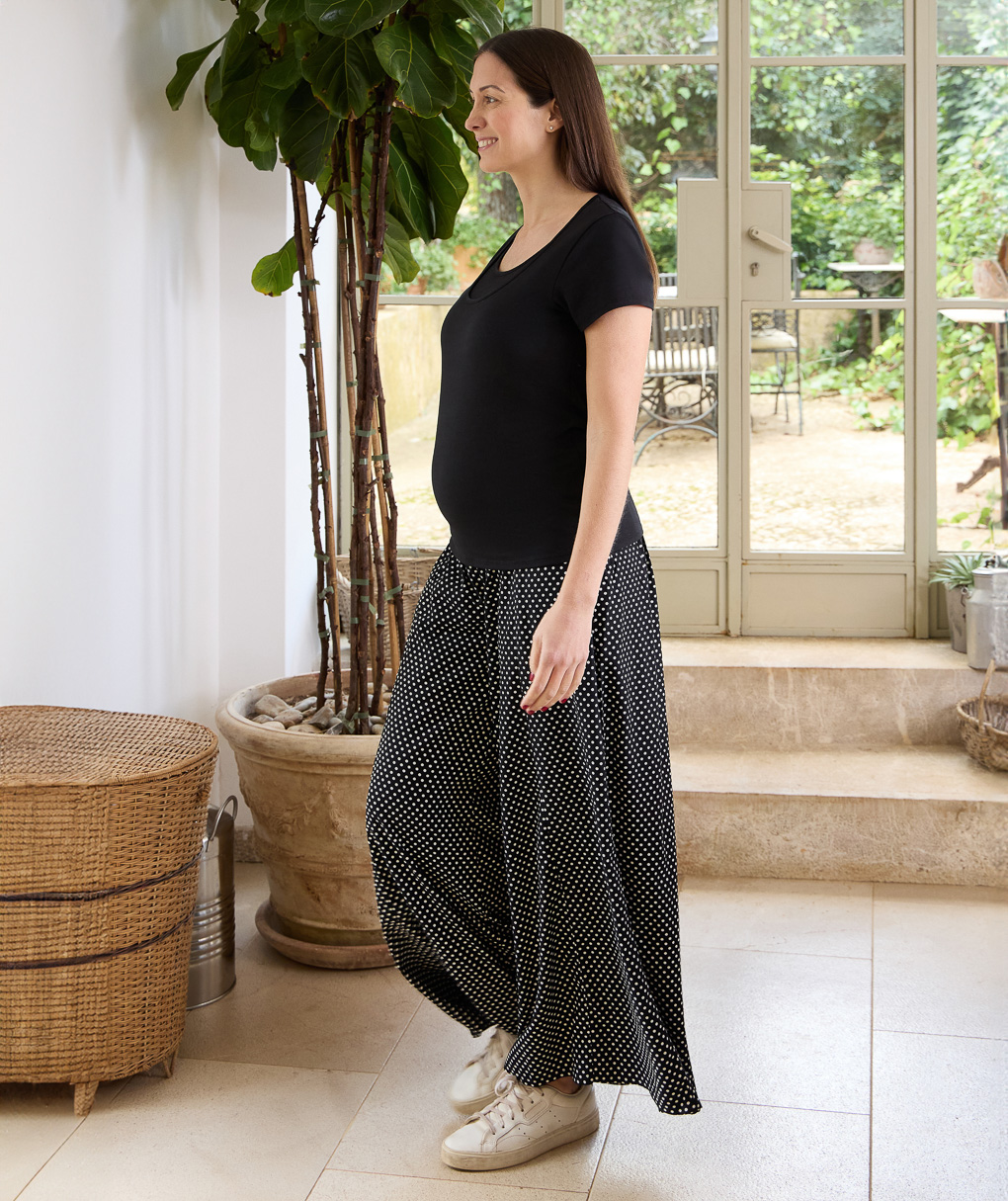 T-shirt allattamento nera in jersey di cotone