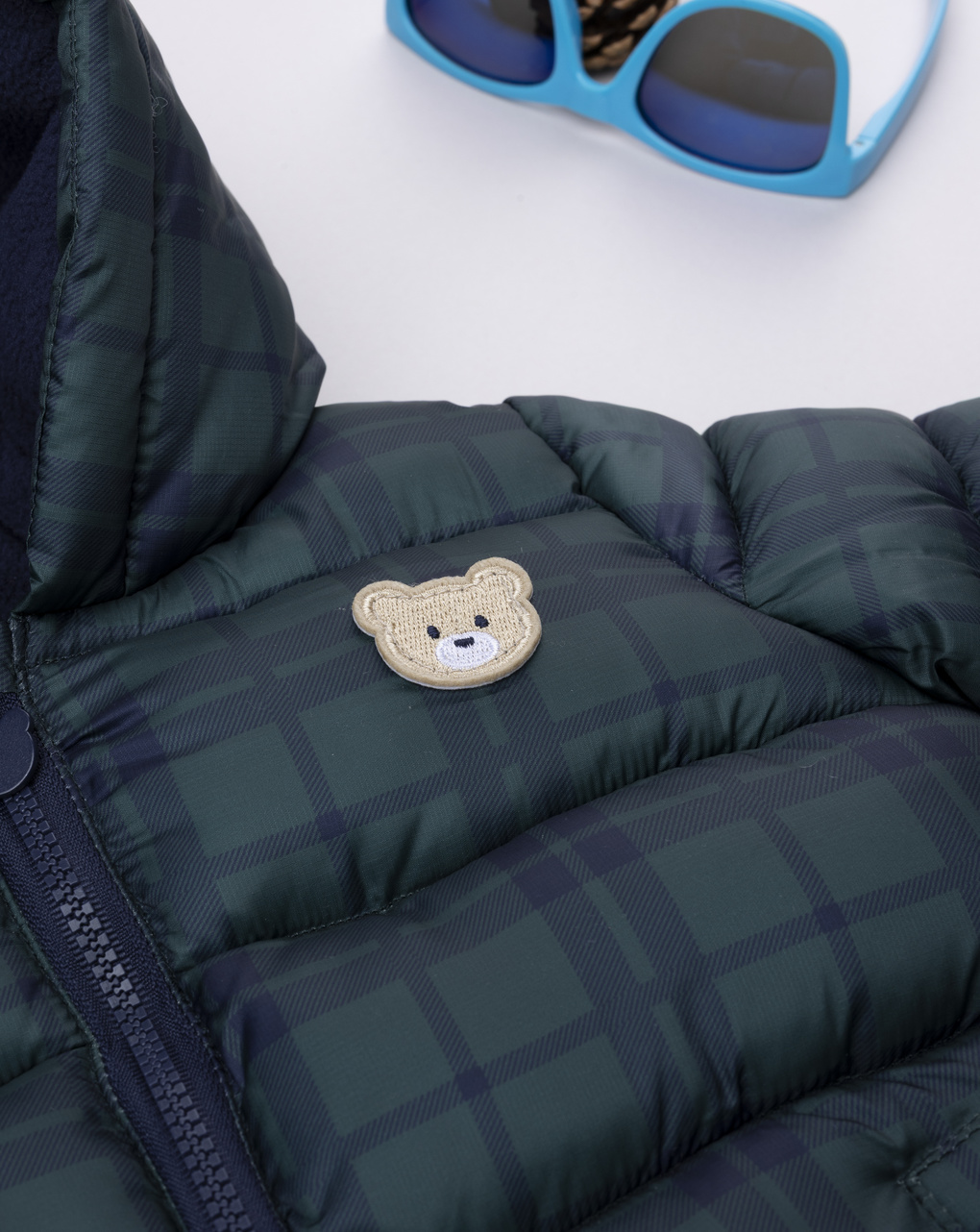 Piumino scozzese bimbo con patch