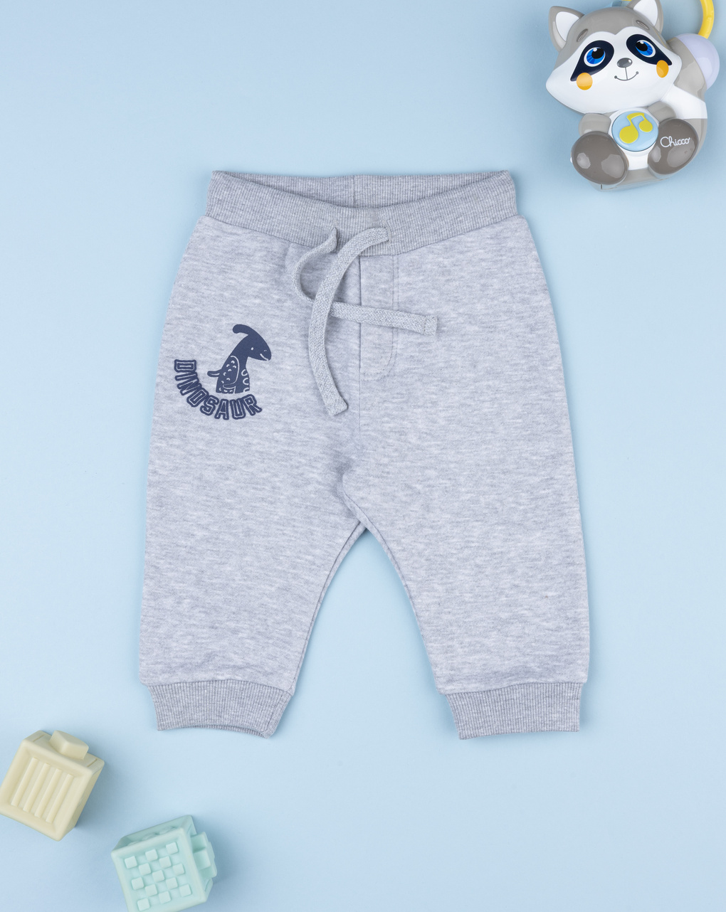 Pantalone felpato bimbo grigio "dinosaur"