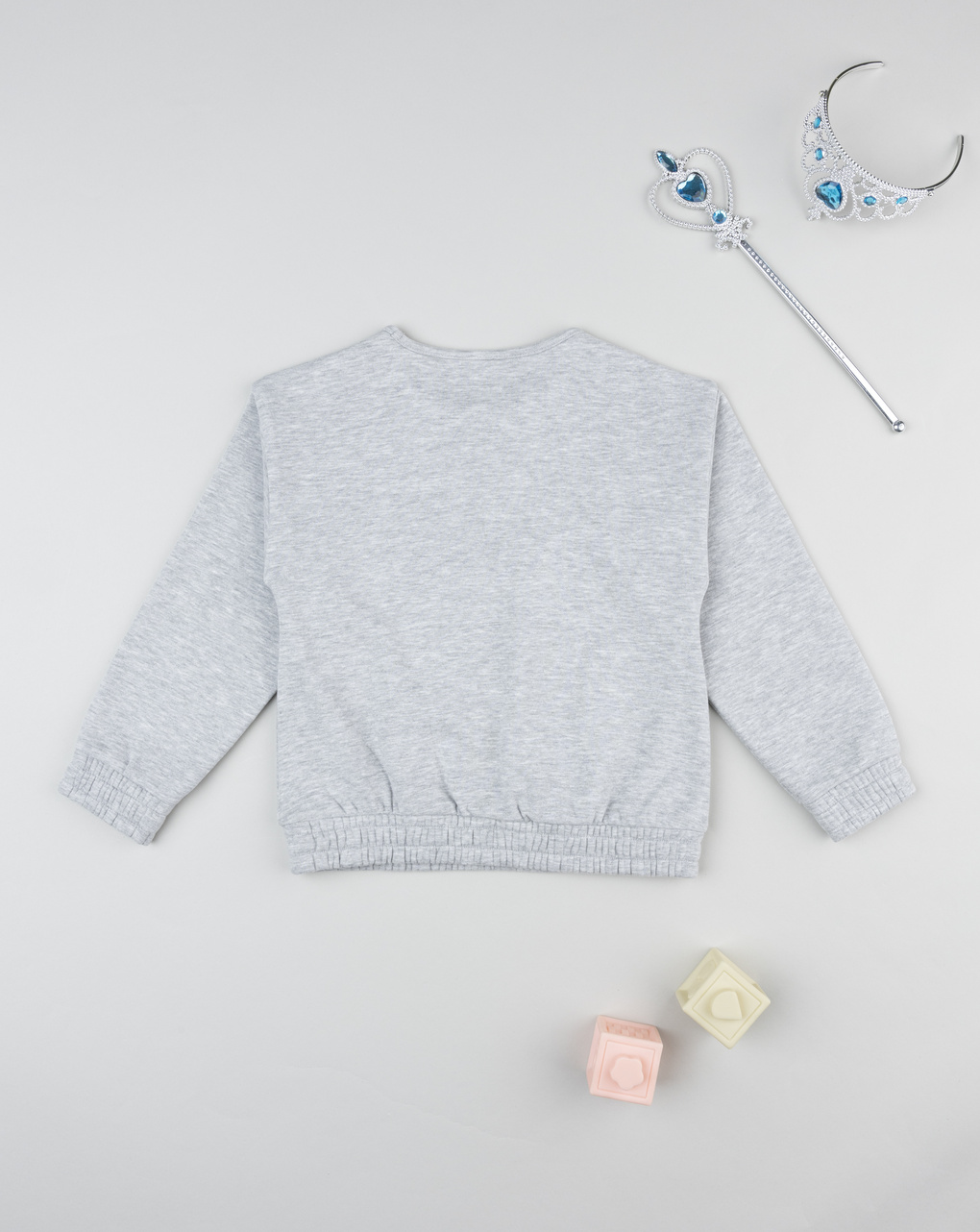 Felpa girocollo bimba grigia stampata