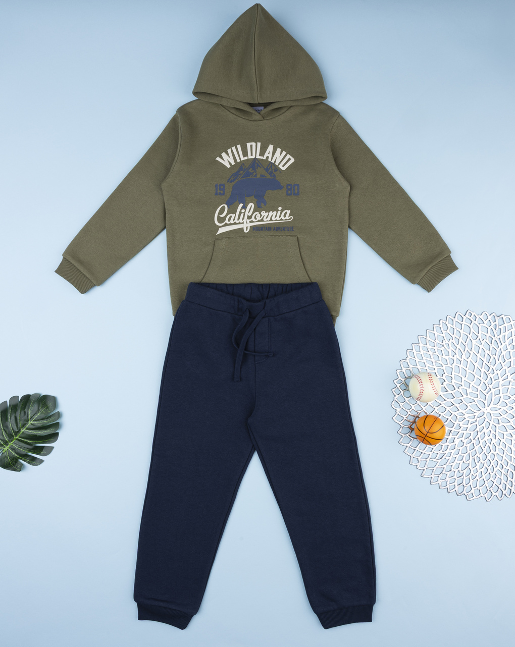 Completo jogging bimbo verde/blu