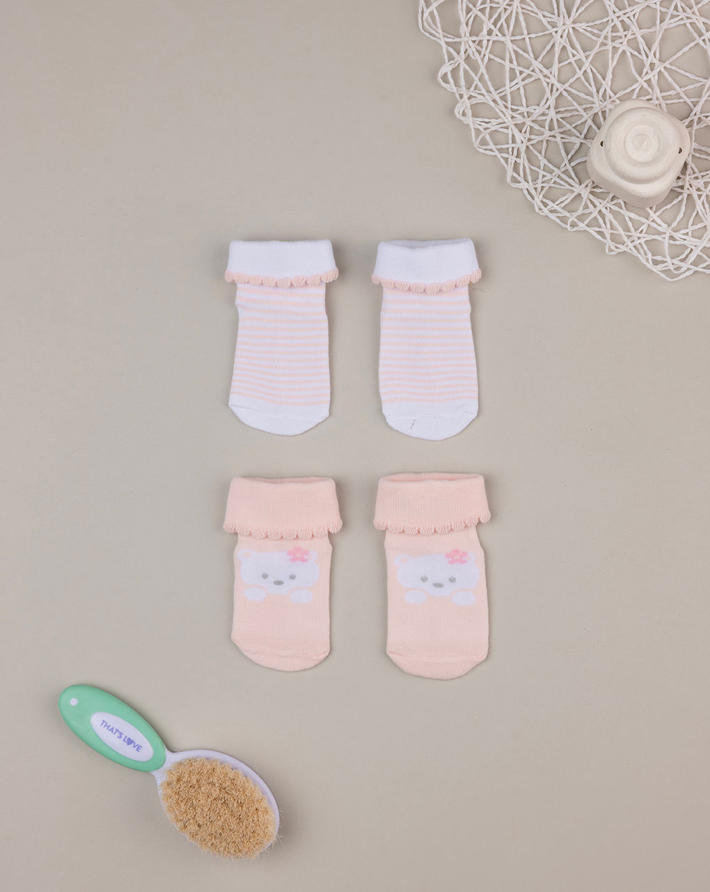 Pack 2 calze neonata orsetta e righe