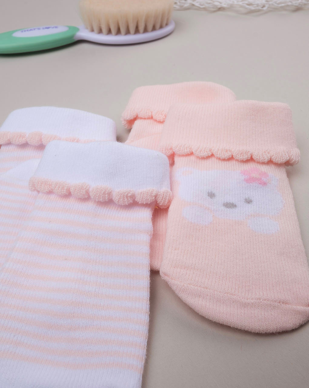 Pack 2 calze neonata orsetta e righe