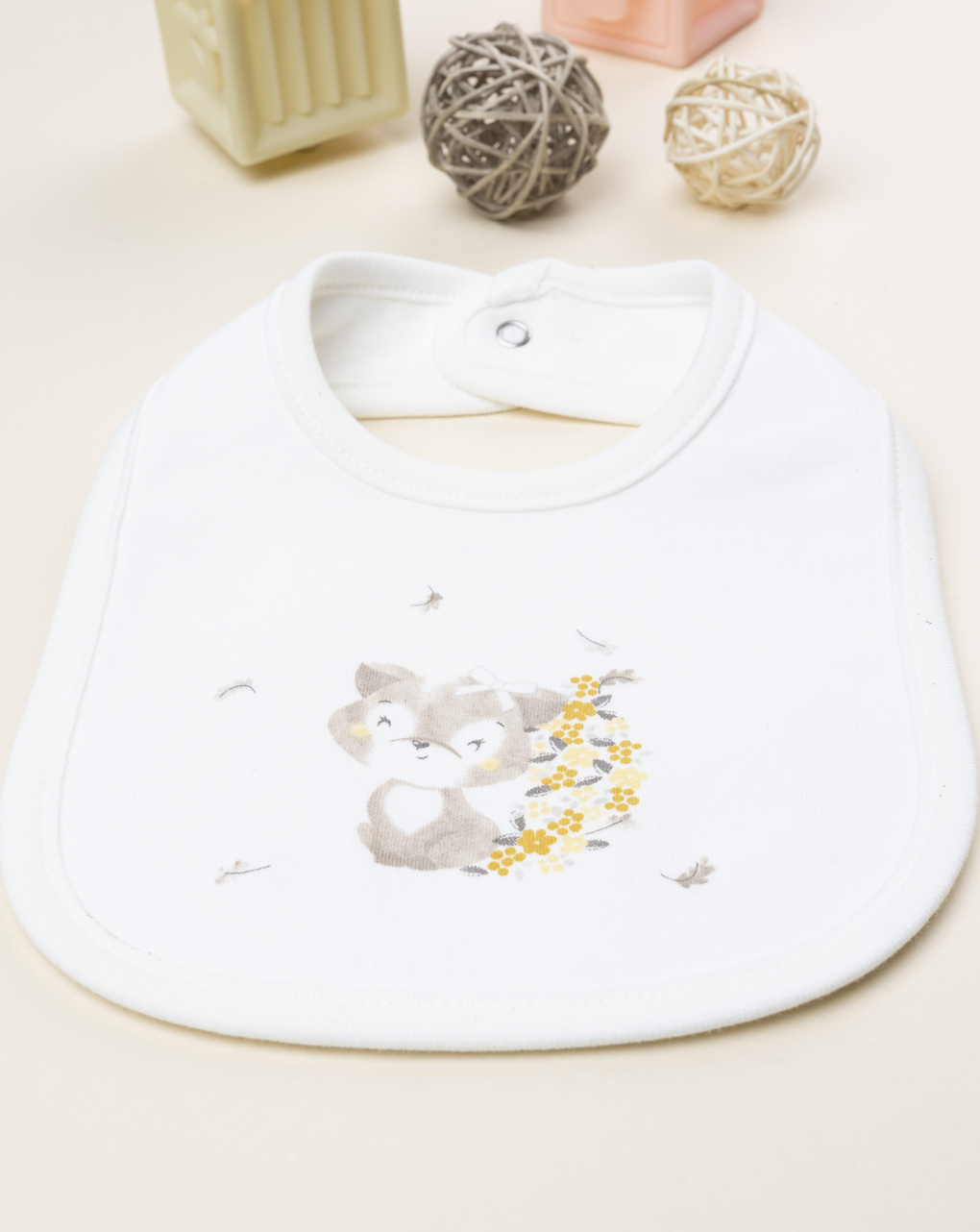 Bavaglino neonati panna stampato